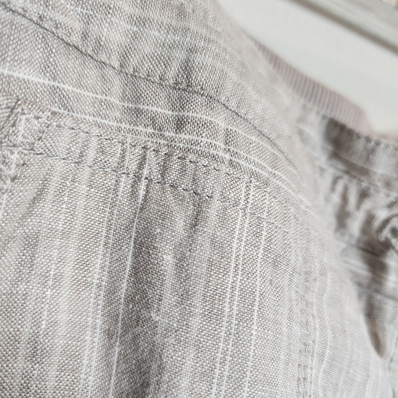M&S Love Linen Grey Silver Stripe Flowy Pull On Pants. Women's size 12 long. - Picture 14 of 17